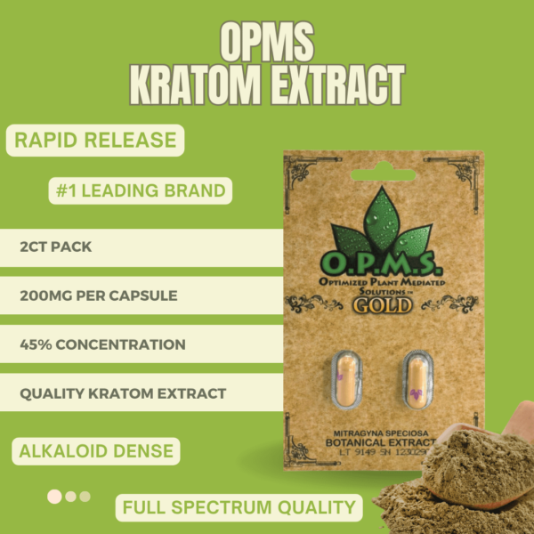 OPMS Gold Kratom Extract Capsules 2ct