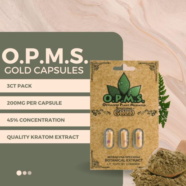 OPMS Gold Kratom Extract Capsules 3ct