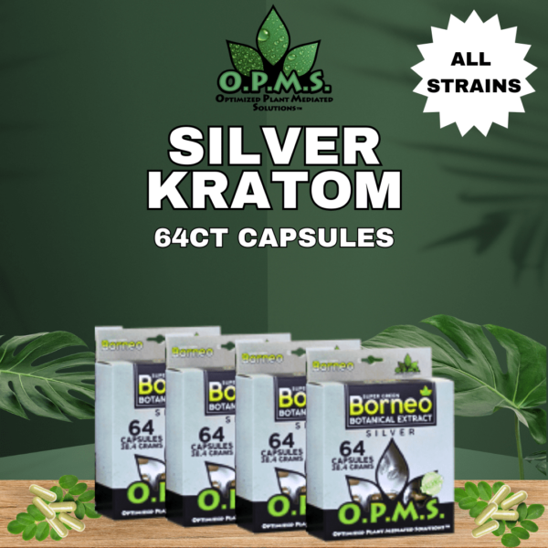 OPMS Silver Kratom Capsules 64ct Blister Pack