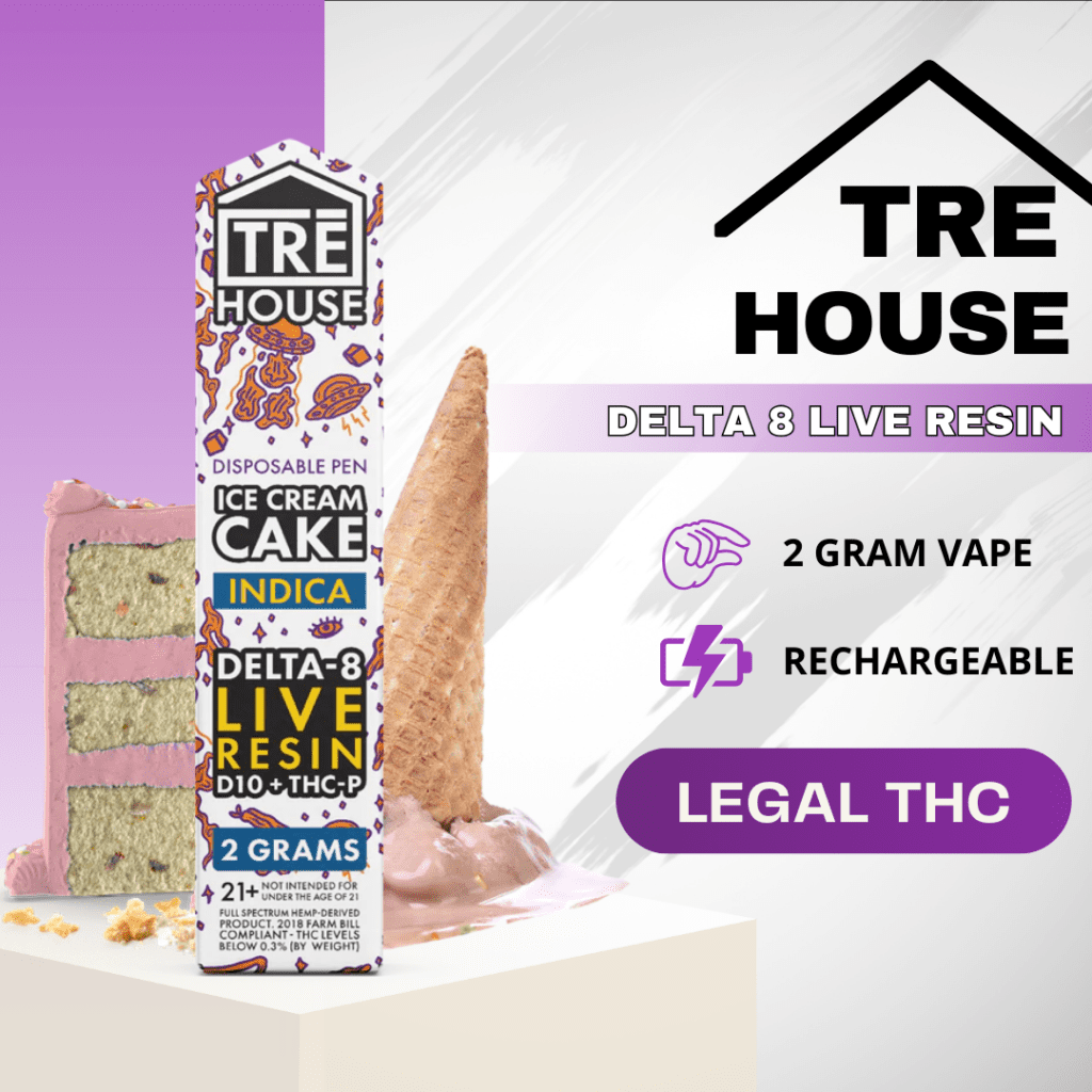 Tre House Live Resin Delta 8 THC Vapes Legal THC 2g Disposable