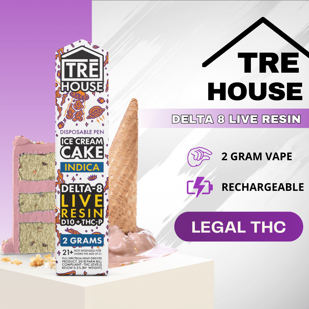 Tre House Delta 8 Live Resin Ice Cream Cake 2g Disposable Vape