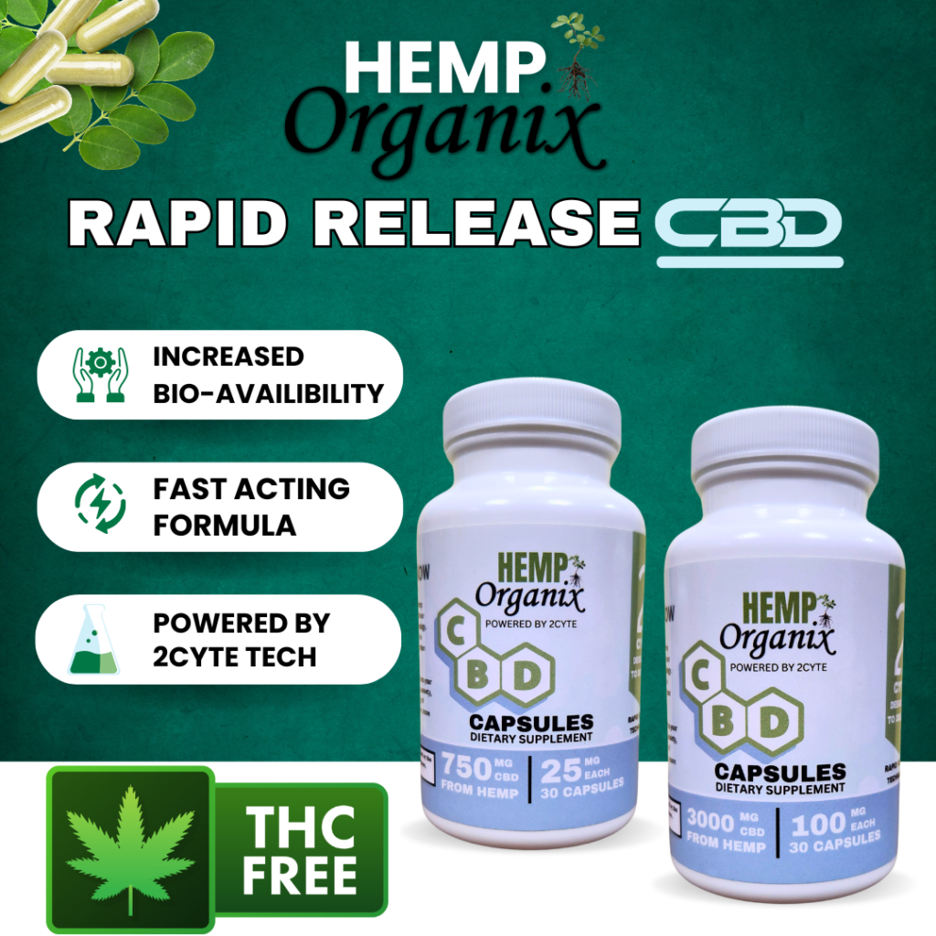 Hemp Organix CBD Capsules With 2Cyte Technology