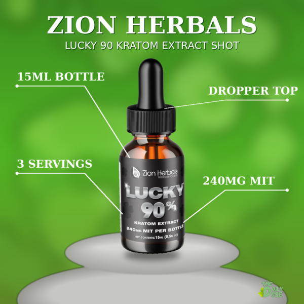 Zion Herbals Lucky 90 Kratom Extract Shot 15ml bottle